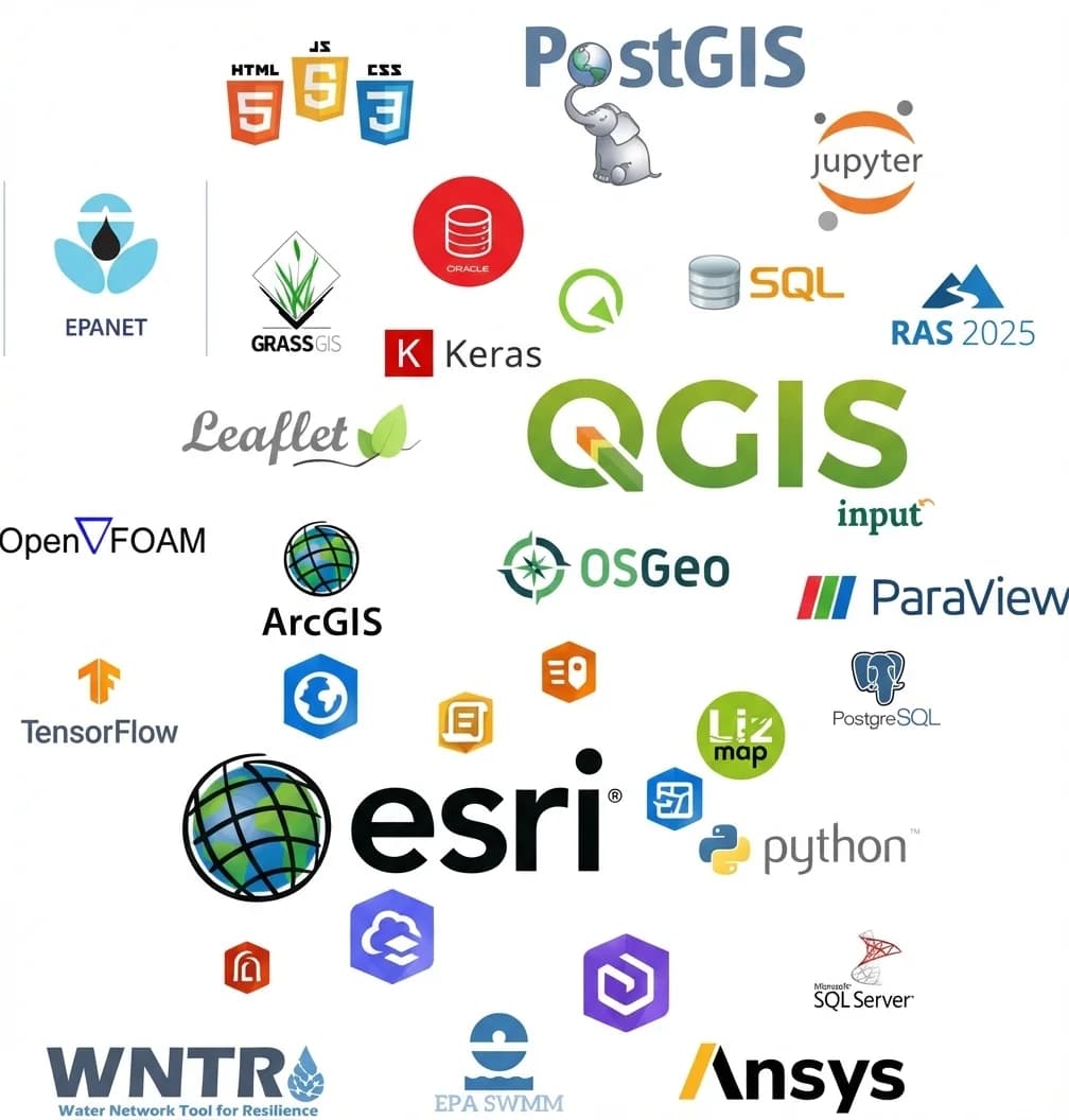 Logiciels et technologies maîtrisés par GISHydro Consulting